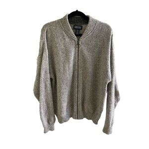 Vintage Lands End Mens Full Zip Wool Blend Cardigan Sz M Gray/green Made In USA